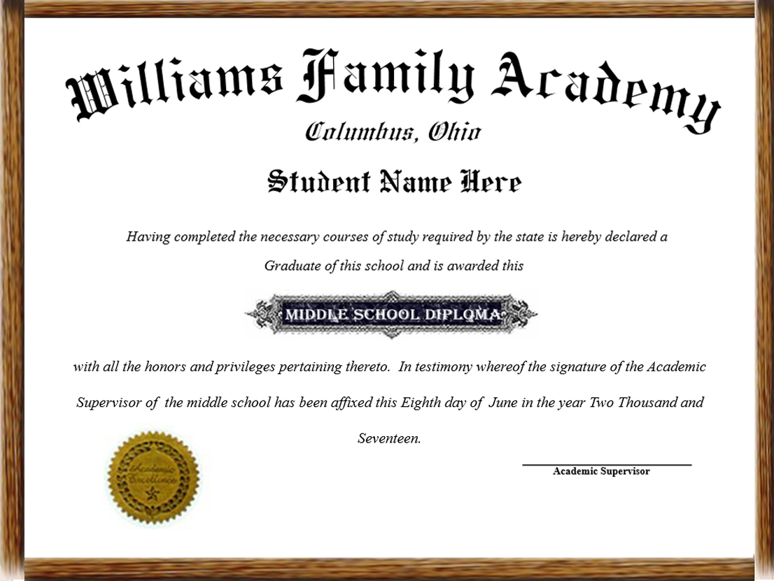 Middle School Diploma Name